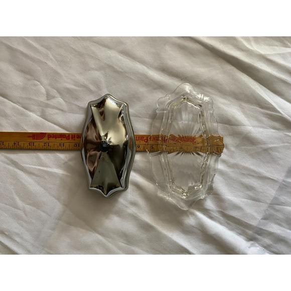 Vintage MCM Aluminum Butter Dish with Glass Plate - Picture 4 of 4